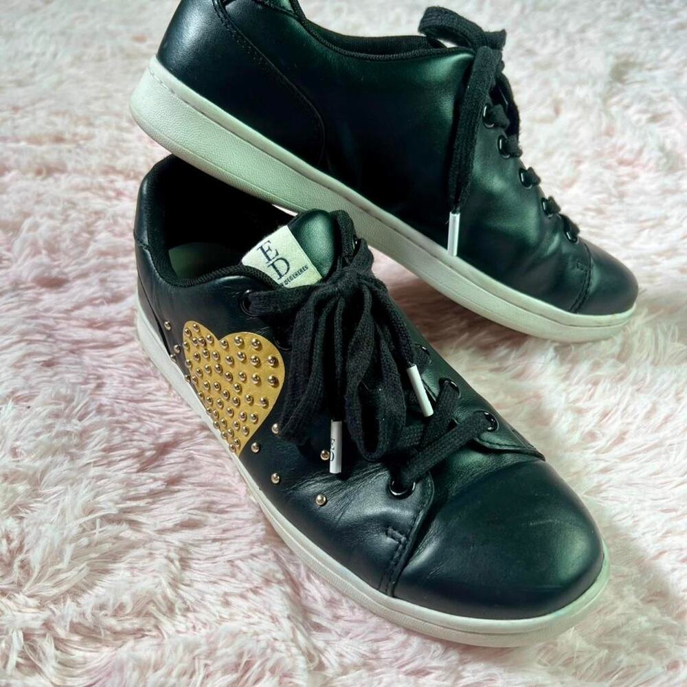 Ellen‎ DeGeneres Black Studded Heart Love Whimsygoth Patent Leather Sneaker